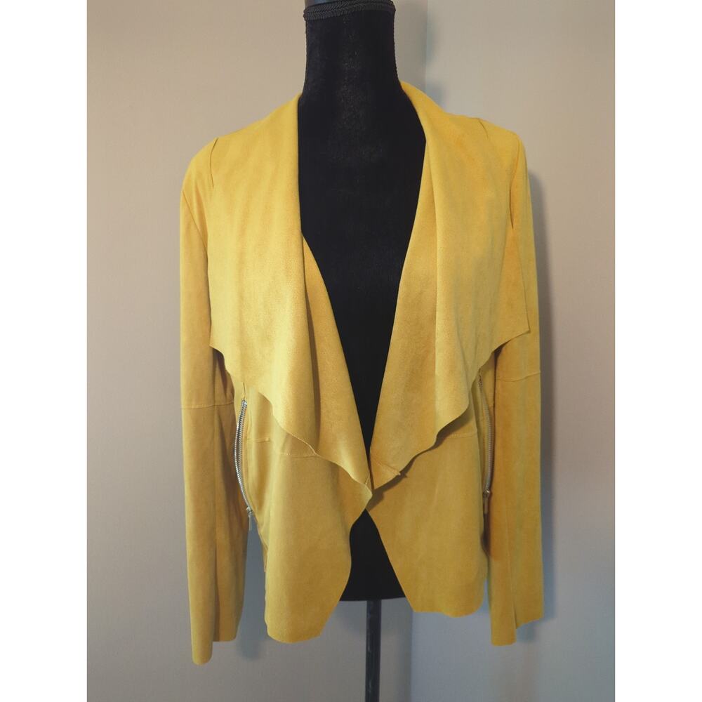 Bagatelle Yellow Open Drape Front Long Sleeve Top… - image 1